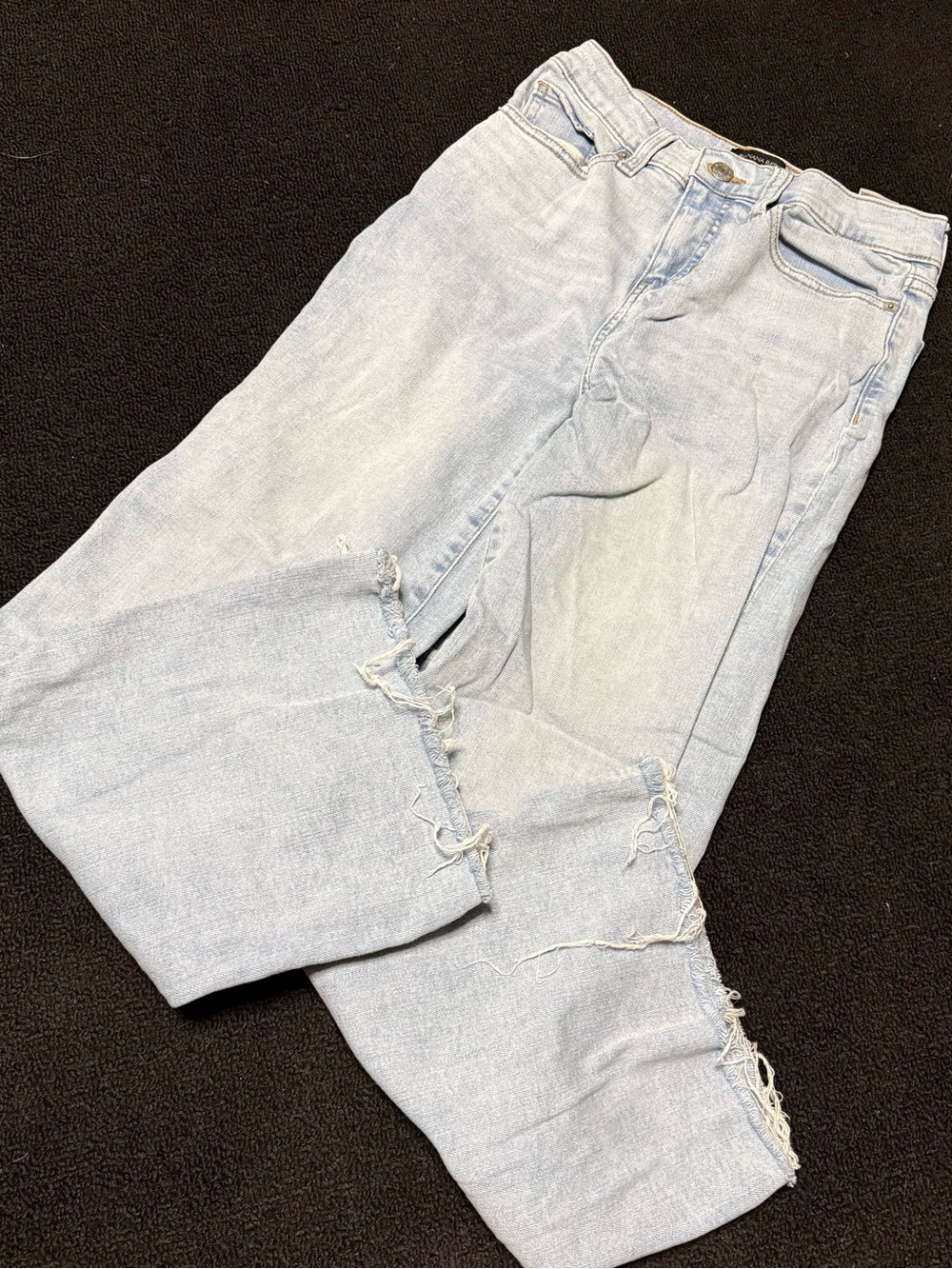 Banana Republic Factory Light Blue Distressed Wide-Leg Jeans